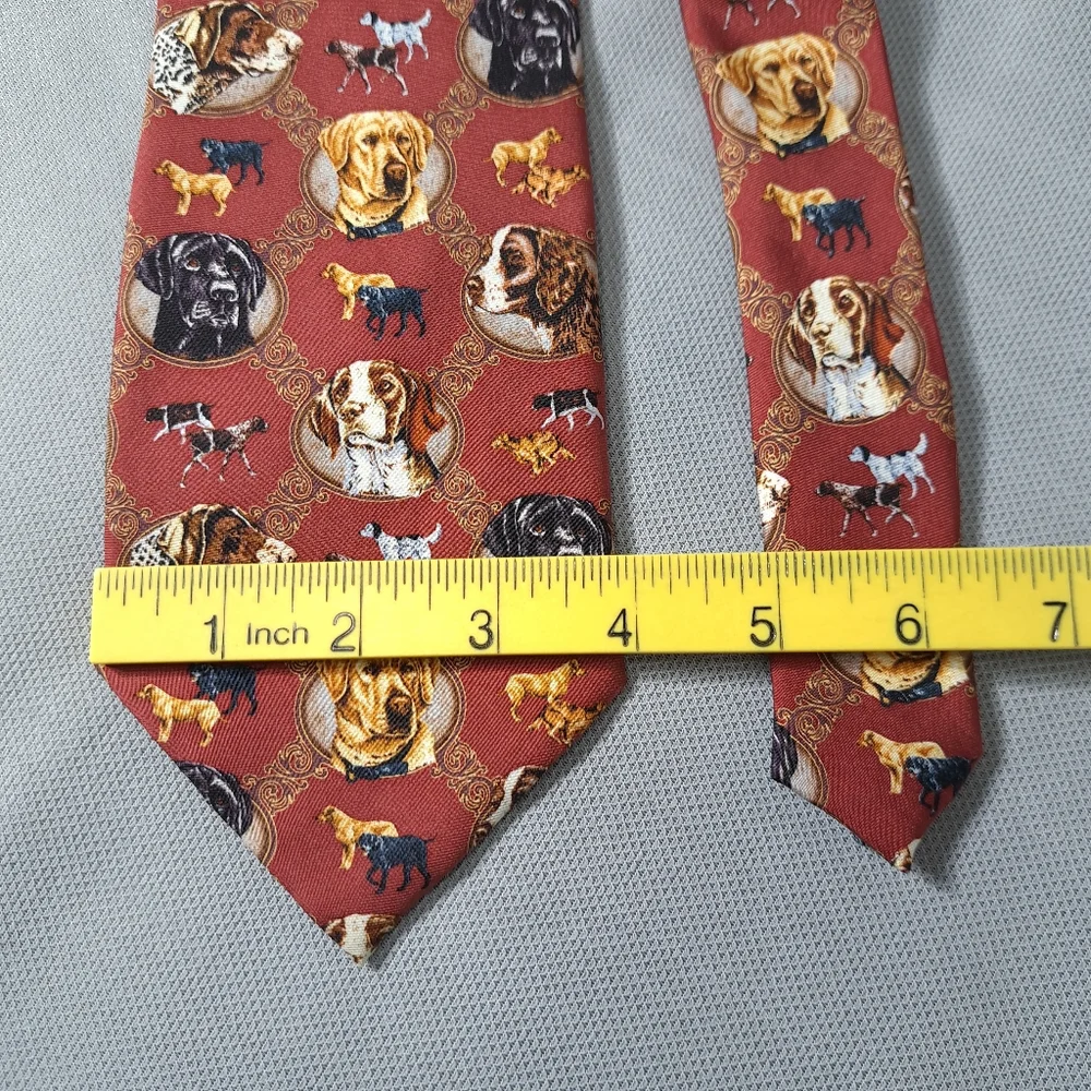 Vintage Men's 100% Silk Tie 2004 Jon Q.‎ Wright & Artists Color/Copper Dogs